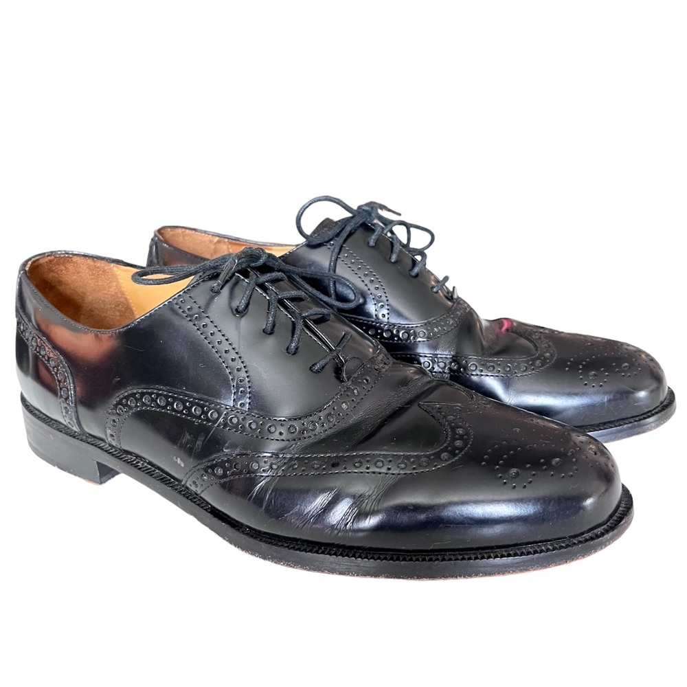 Cole Haan CANNOLLY CO7941 Men's Lace-Up WINGTIP Black Leather Oxford Shoe 10 1/2